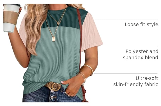Color Block Short Sleeve Knit Top