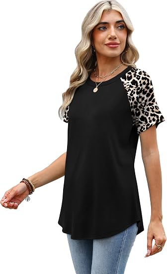 Curved Hem Crew Neck Summer Top