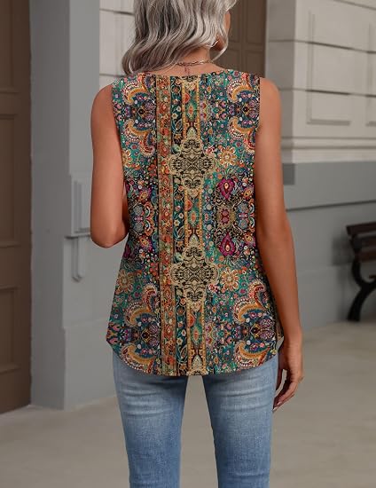 Pleated V-Neck Loose Tank Top