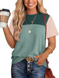 Color Block Short Sleeve Knit Top