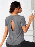 Open-Back Short Sleeve Workout Top