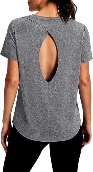 Open-Back Short Sleeve Workout Top